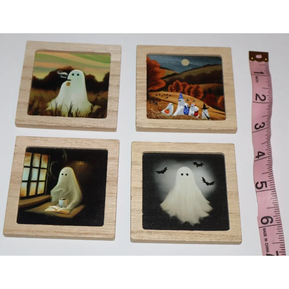 Target Bullseye Playground 2026 Halloween Ghost Art Magnets Set 4 Wooden Frame